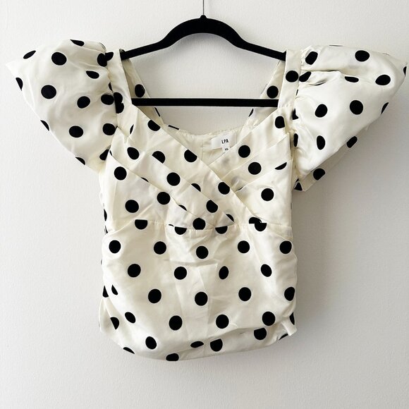LPA Revolve Polka Dot Puff Sleeves Top - Picture 1 of 8